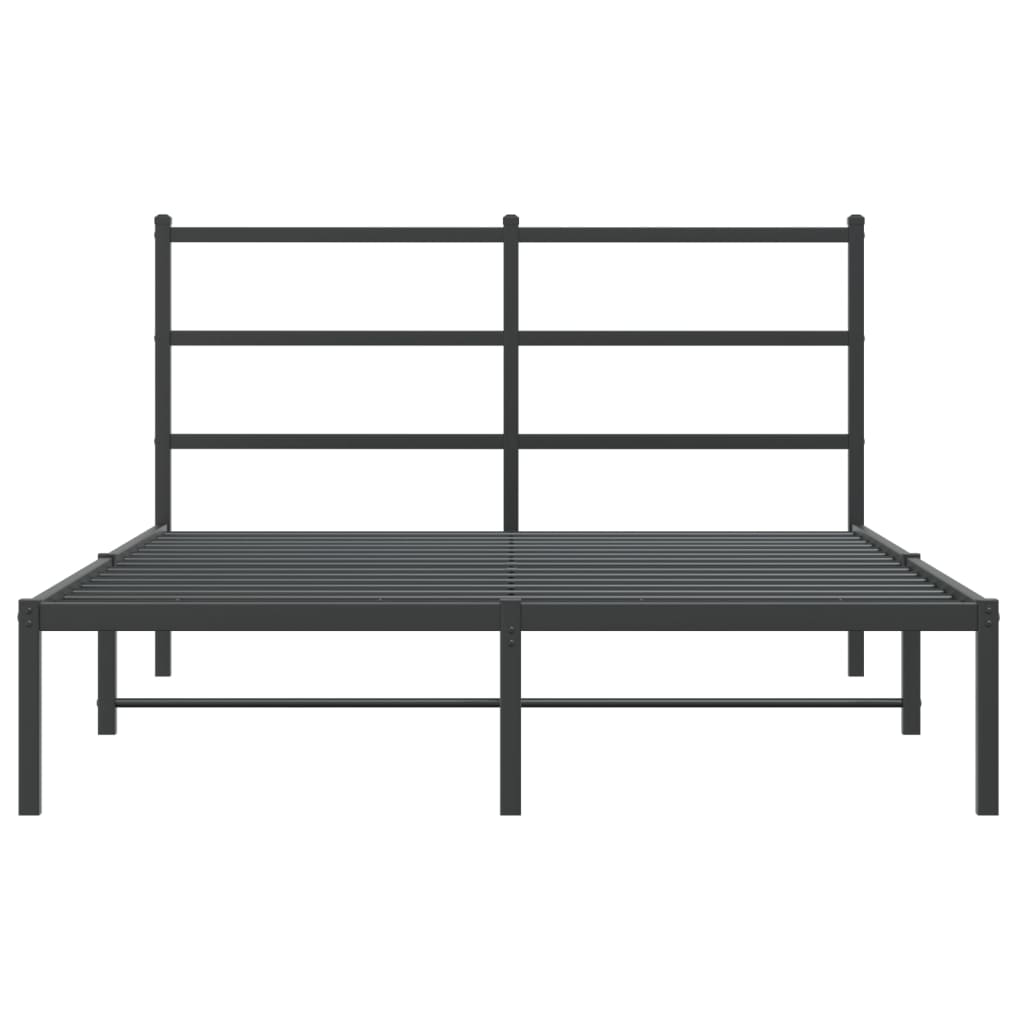 Bedframe met hoofdbord metaal zwart 140x200 cm is nu te koop bij PeponiXL, paradijselijk wonen!