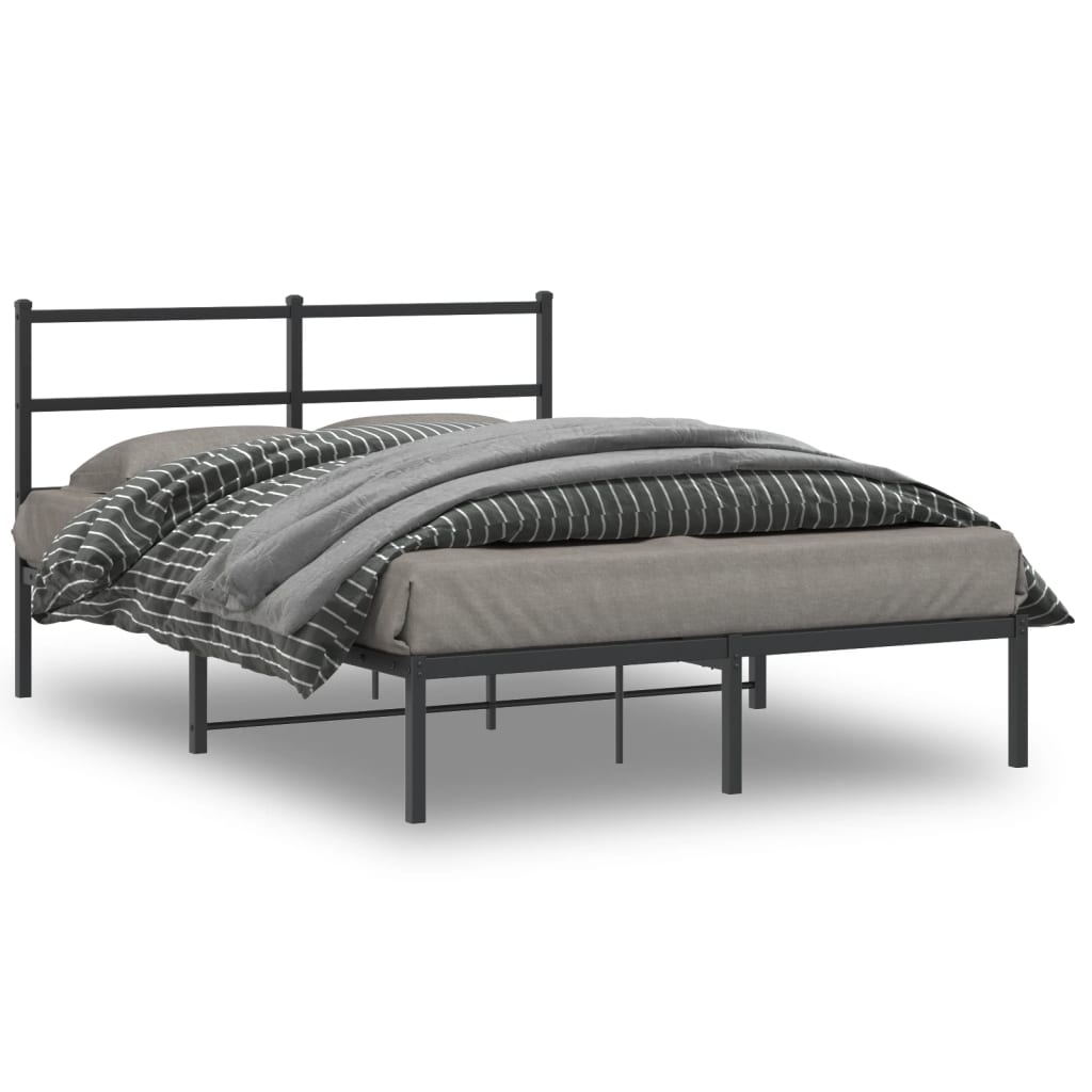 Bedframe met hoofdbord metaal zwart 140x200 cm is nu te koop bij PeponiXL, paradijselijk wonen!