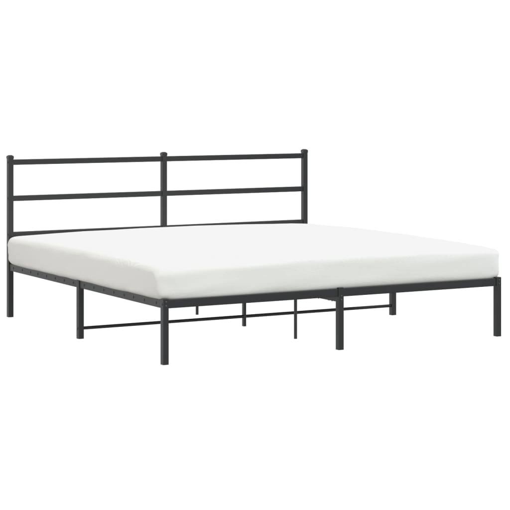 Bedframe met hoofdbord metaal zwart 193x203 cm is nu te koop bij PeponiXL, paradijselijk wonen!