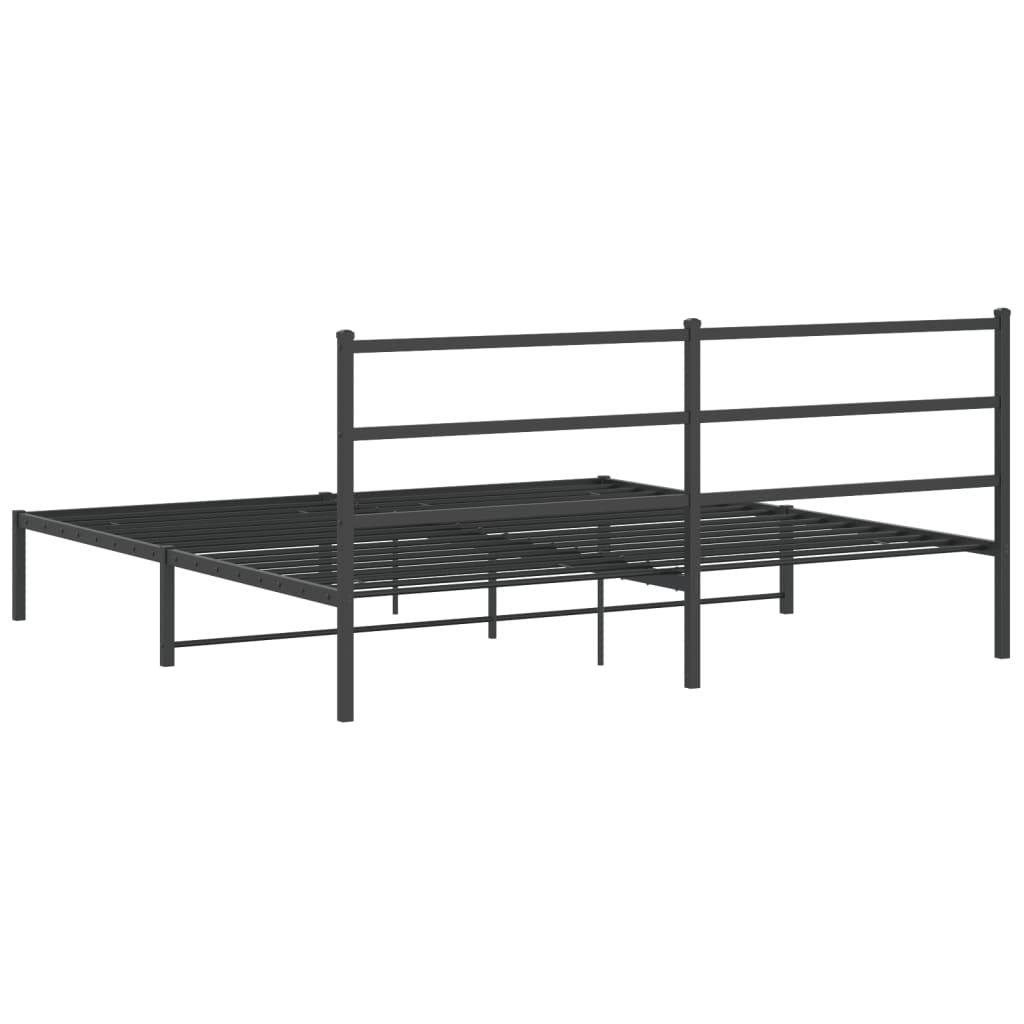 Bedframe met hoofdbord metaal zwart 193x203 cm is nu te koop bij PeponiXL, paradijselijk wonen!