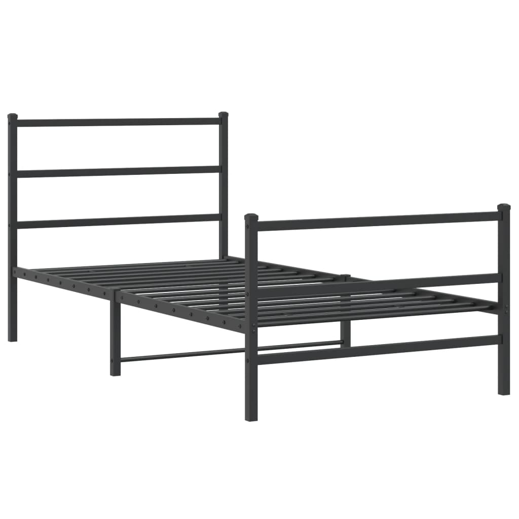 Bedframe met hoofd- en voeteneinde metaal zwart 100x190 cm is nu te koop bij PeponiXL, paradijselijk wonen!