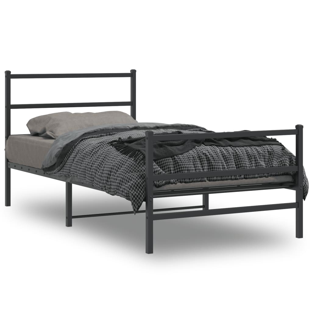 Bedframe met hoofd- en voeteneinde metaal zwart 100x190 cm is nu te koop bij PeponiXL, paradijselijk wonen!