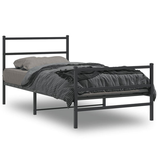 Bedframe met hoofd- en voeteneinde metaal zwart 100x190 cm is nu te koop bij PeponiXL, paradijselijk wonen!