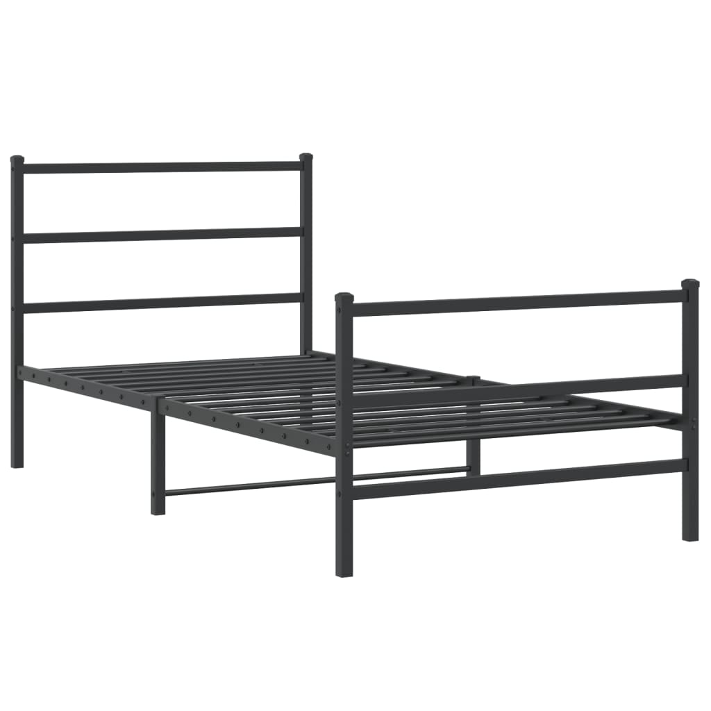 Bedframe met hoofd- en voeteneinde metaal zwart 107x203 cm is nu te koop bij PeponiXL, paradijselijk wonen!