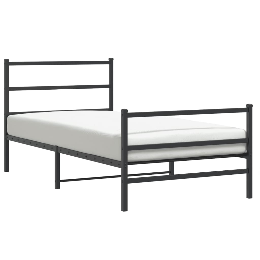 Bedframe met hoofd- en voeteneinde metaal zwart 107x203 cm is nu te koop bij PeponiXL, paradijselijk wonen!