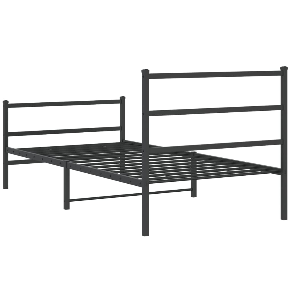 Bedframe met hoofd- en voeteneinde metaal zwart 107x203 cm is nu te koop bij PeponiXL, paradijselijk wonen!