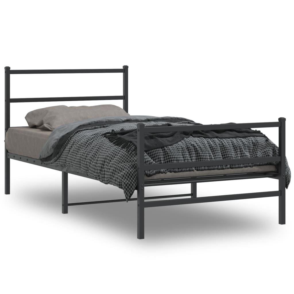 Bedframe met hoofd- en voeteneinde metaal zwart 107x203 cm is nu te koop bij PeponiXL, paradijselijk wonen!