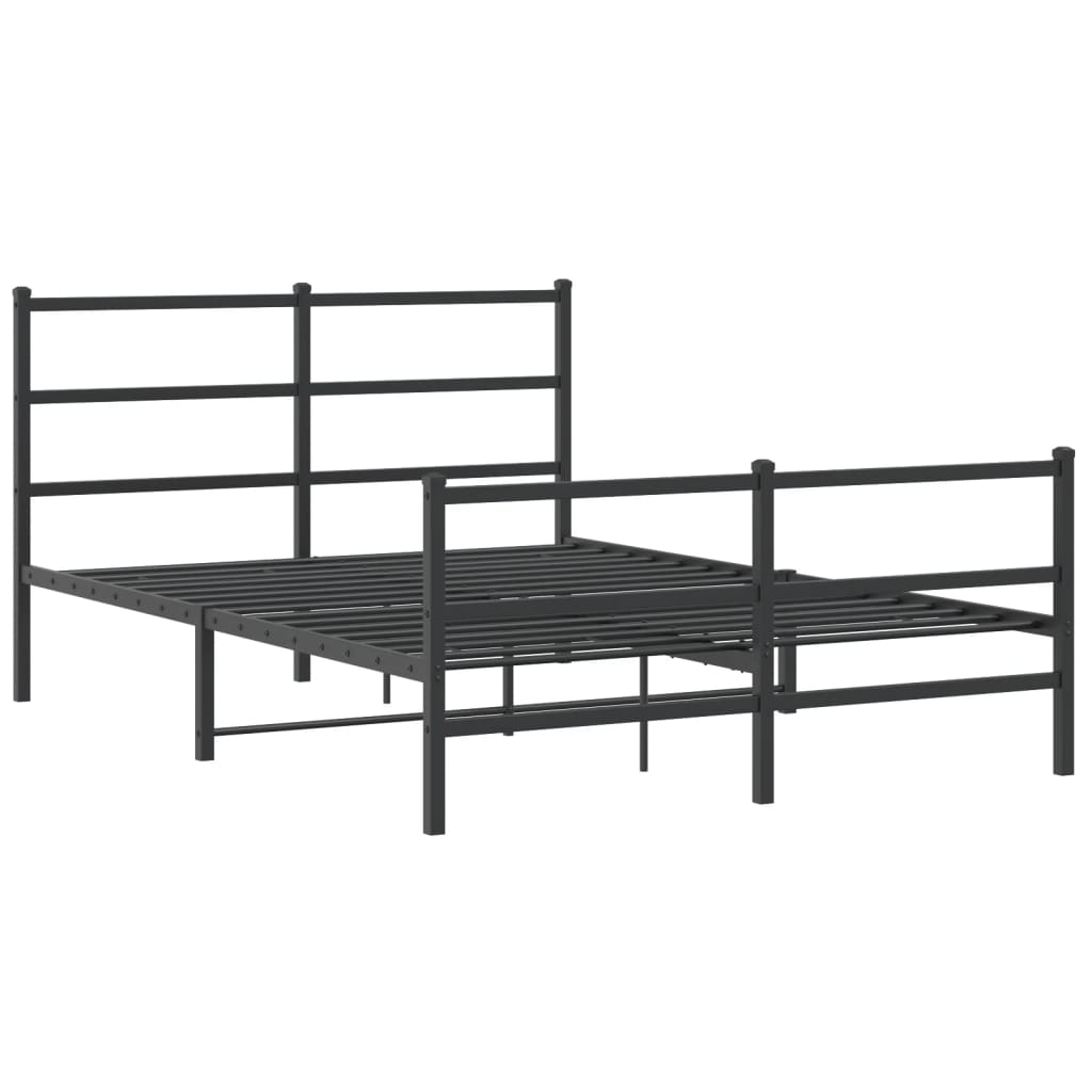 Bedframe met hoofd- en voeteneinde metaal zwart 135x190 cm is nu te koop bij PeponiXL, paradijselijk wonen!