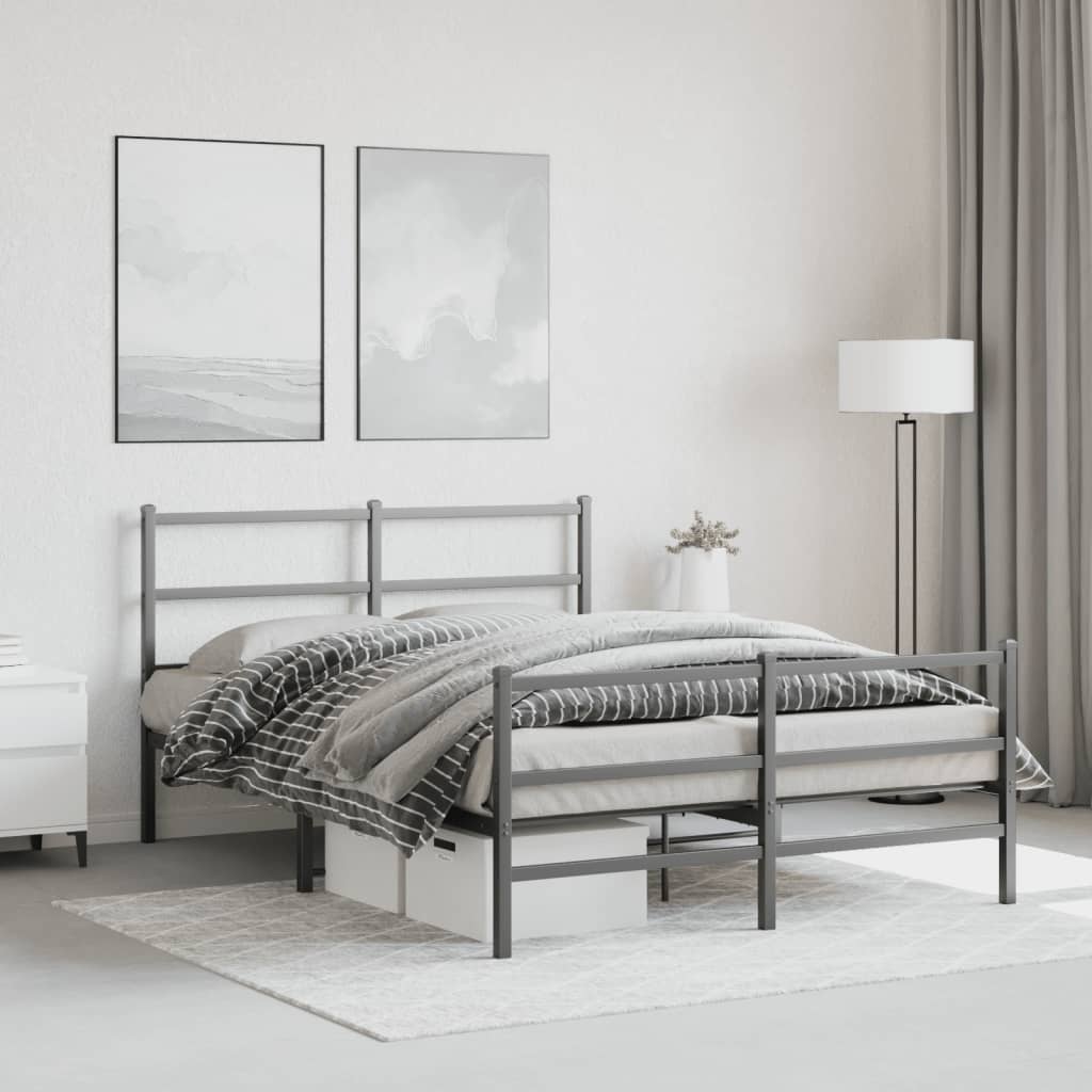 Bedframe met hoofd- en voeteneinde metaal zwart 135x190 cm is nu te koop bij PeponiXL, paradijselijk wonen!