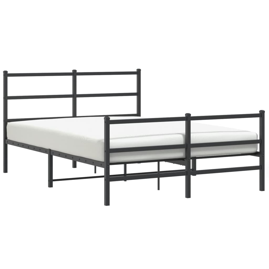 Bedframe met hoofd- en voeteneinde metaal zwart 135x190 cm is nu te koop bij PeponiXL, paradijselijk wonen!