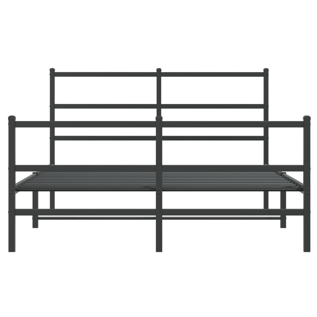Bedframe met hoofd- en voeteneinde metaal zwart 135x190 cm is nu te koop bij PeponiXL, paradijselijk wonen!