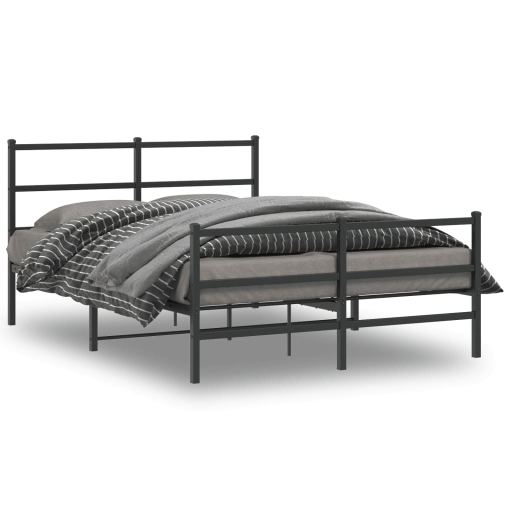 Bedframe met hoofd- en voeteneinde metaal zwart 135x190 cm is nu te koop bij PeponiXL, paradijselijk wonen!