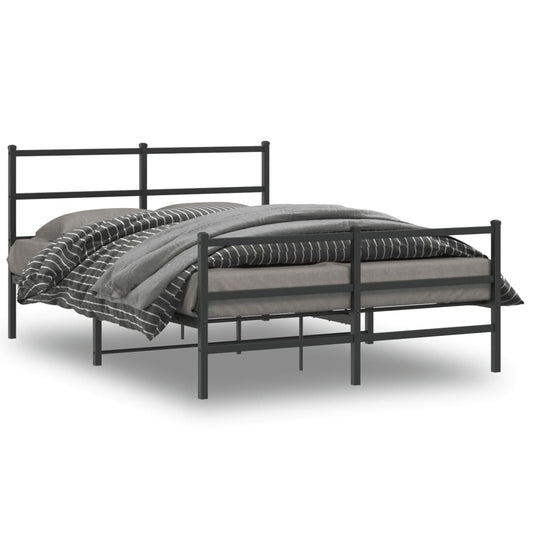 Bedframe met hoofd- en voeteneinde metaal zwart 135x190 cm is nu te koop bij PeponiXL, paradijselijk wonen!