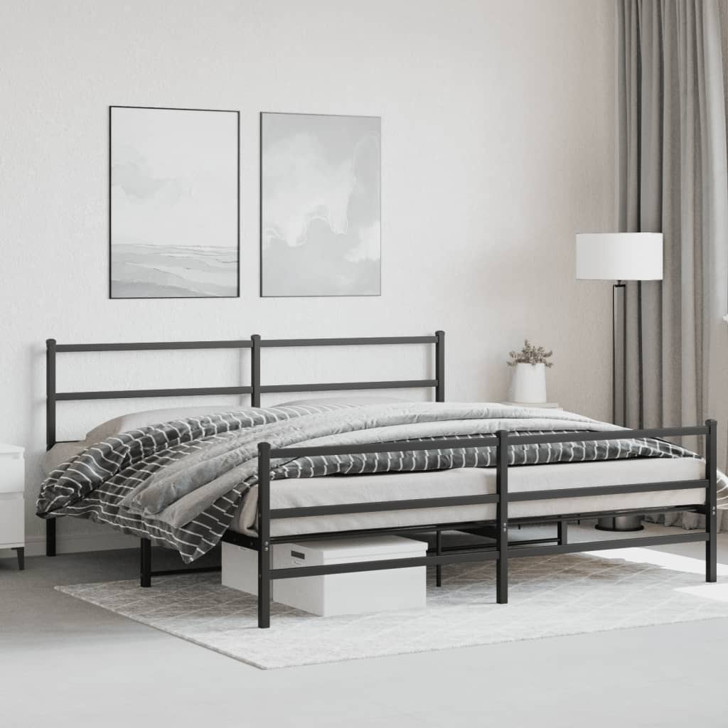 Bedframe met hoofd- en voeteneinde metaal zwart 183x213 cm is nu te koop bij PeponiXL, paradijselijk wonen!