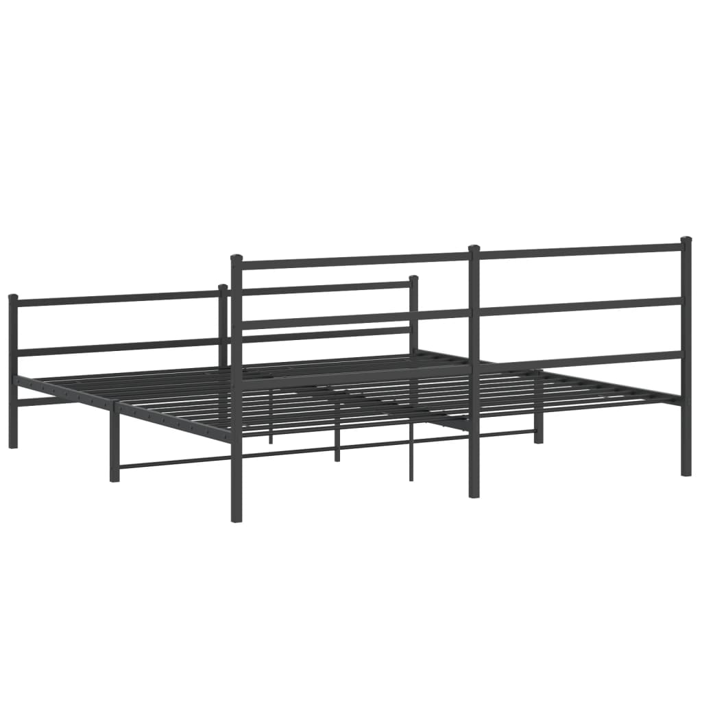 Bedframe met hoofd- en voeteneinde metaal zwart 183x213 cm is nu te koop bij PeponiXL, paradijselijk wonen!