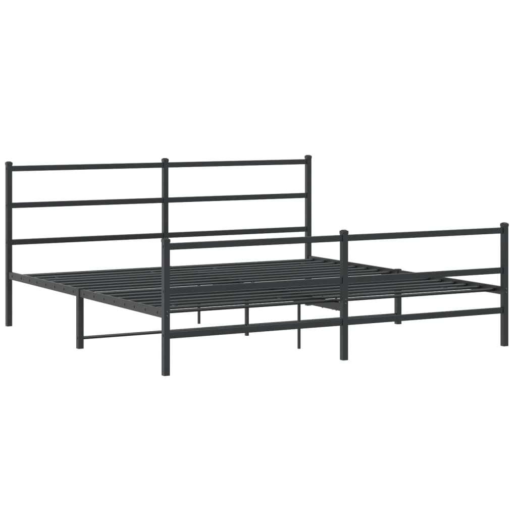 Bedframe met hoofd- en voeteneinde metaal zwart 193x203 cm is nu te koop bij PeponiXL, paradijselijk wonen!