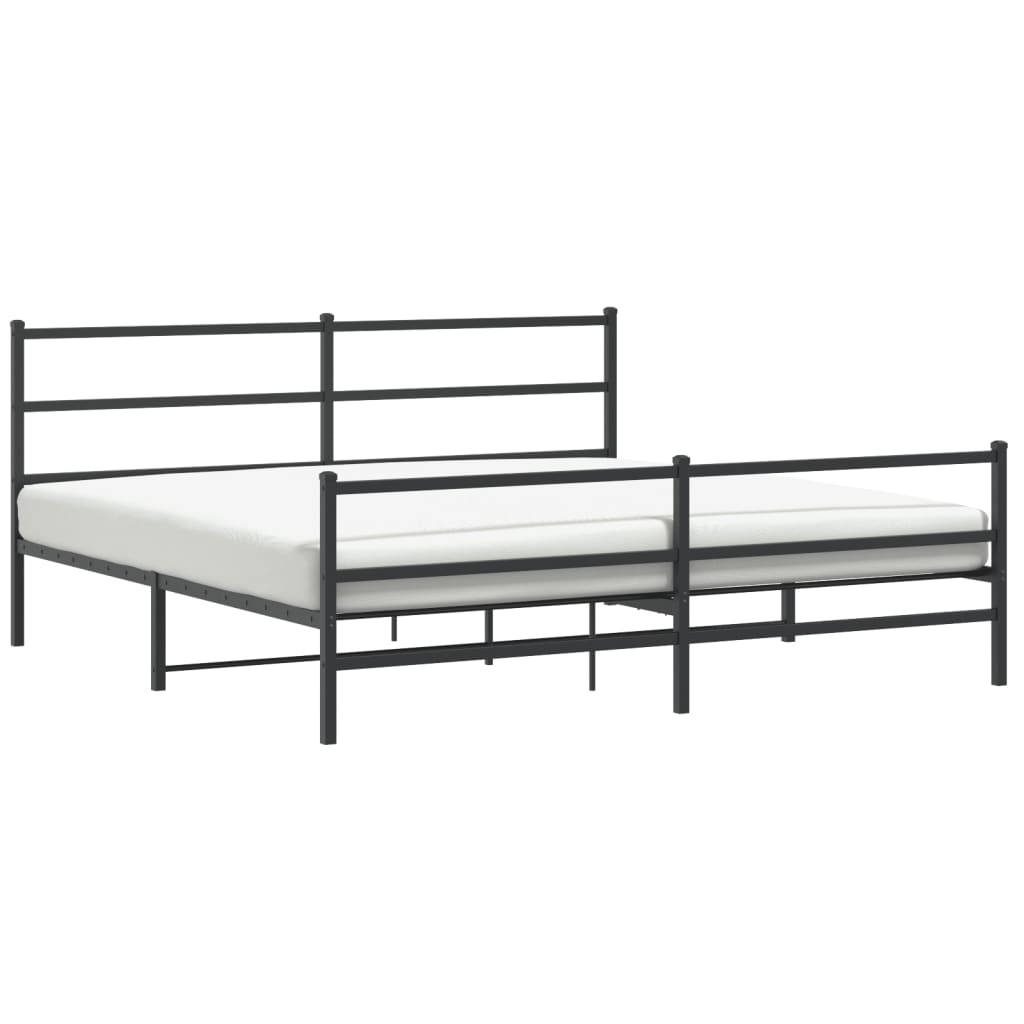 Bedframe met hoofd- en voeteneinde metaal zwart 193x203 cm is nu te koop bij PeponiXL, paradijselijk wonen!