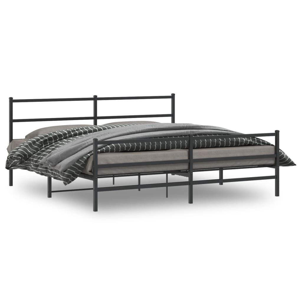 Bedframe met hoofd- en voeteneinde metaal zwart 193x203 cm is nu te koop bij PeponiXL, paradijselijk wonen!