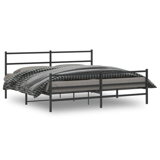 Bedframe met hoofd- en voeteneinde metaal zwart 193x203 cm is nu te koop bij PeponiXL, paradijselijk wonen!