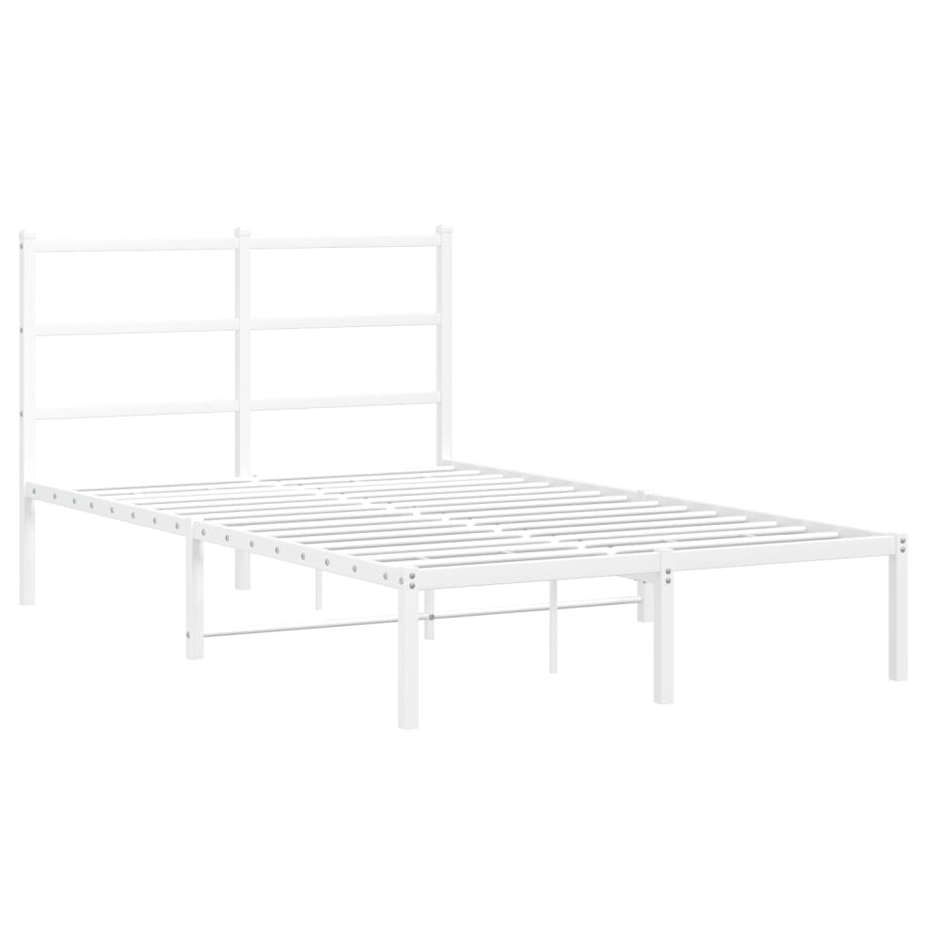 Bedframe met hoofdbord metaal wit 120x190 cm is nu te koop bij PeponiXL, paradijselijk wonen!