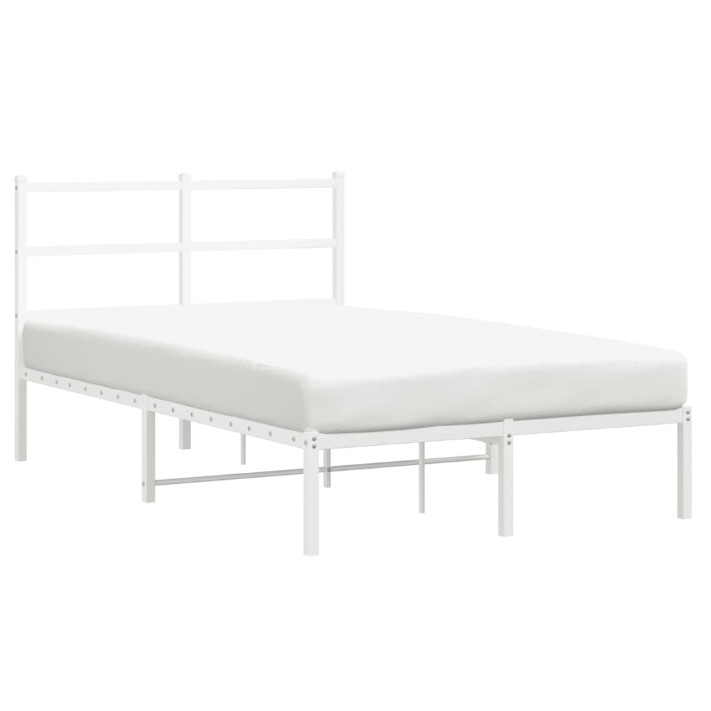 Bedframe met hoofdbord metaal wit 120x190 cm is nu te koop bij PeponiXL, paradijselijk wonen!