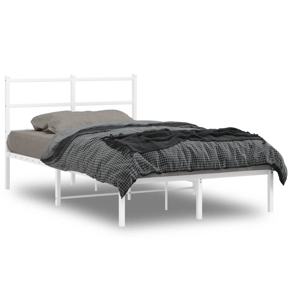 Bedframe met hoofdbord metaal wit 120x190 cm is nu te koop bij PeponiXL, paradijselijk wonen!