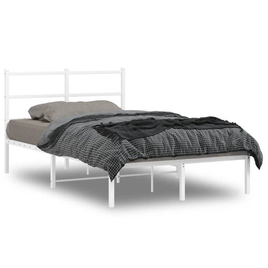 Bedframe met hoofdbord metaal wit 120x190 cm is nu te koop bij PeponiXL, paradijselijk wonen!