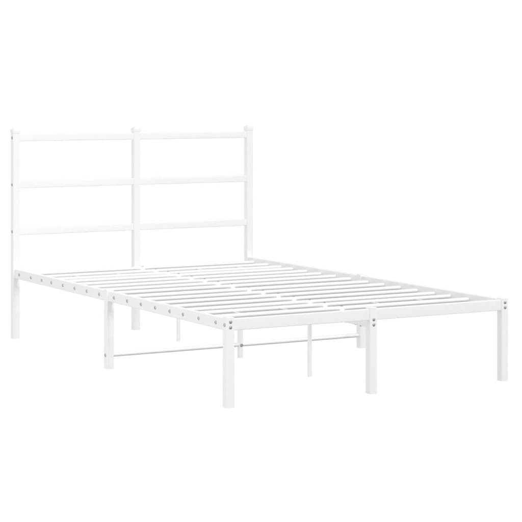 Bedframe met hoofdbord metaal wit 120x200 cm is nu te koop bij PeponiXL, paradijselijk wonen!