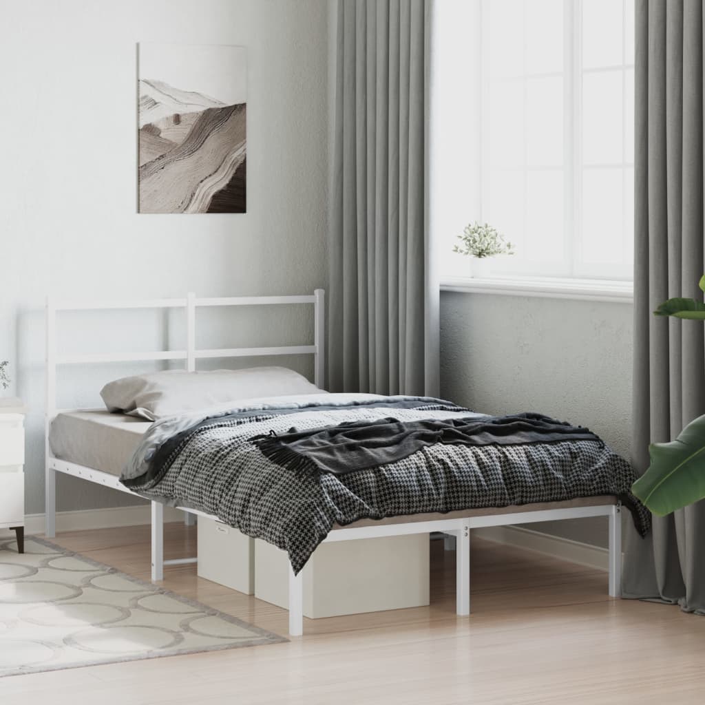 Bedframe met hoofdbord metaal wit 120x200 cm is nu te koop bij PeponiXL, paradijselijk wonen!