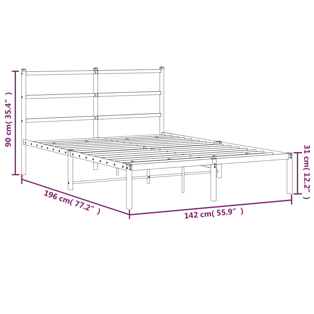 Bedframe met hoofdbord metaal wit 135x190 cm is nu te koop bij PeponiXL, paradijselijk wonen!