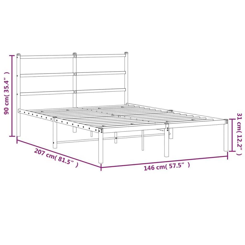 Bedframe met hoofdbord metaal wit 140x200 cm is nu te koop bij PeponiXL, paradijselijk wonen!