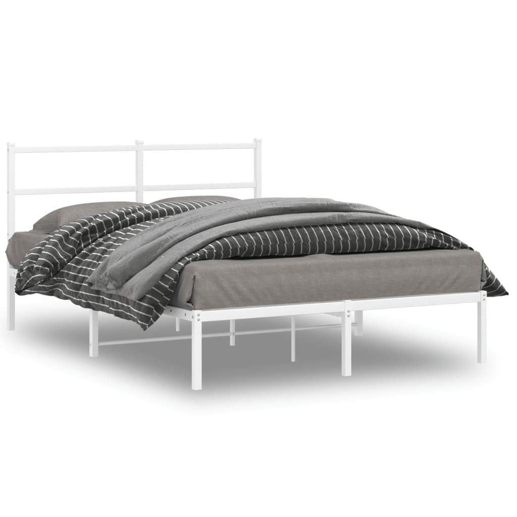 Bedframe met hoofdbord metaal wit 140x200 cm is nu te koop bij PeponiXL, paradijselijk wonen!