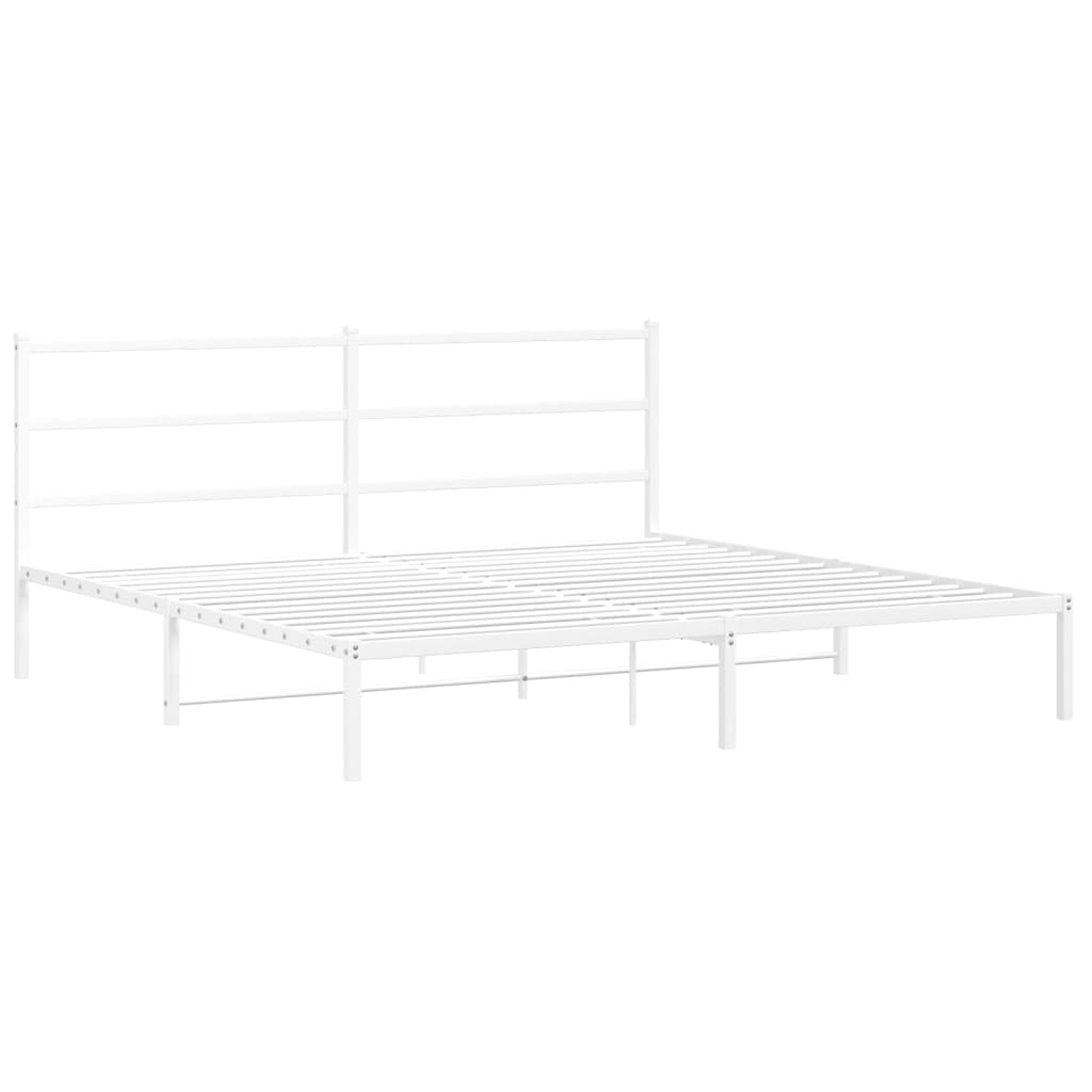 Bedframe met hoofdbord metaal wit 183x213 cm is nu te koop bij PeponiXL, paradijselijk wonen!