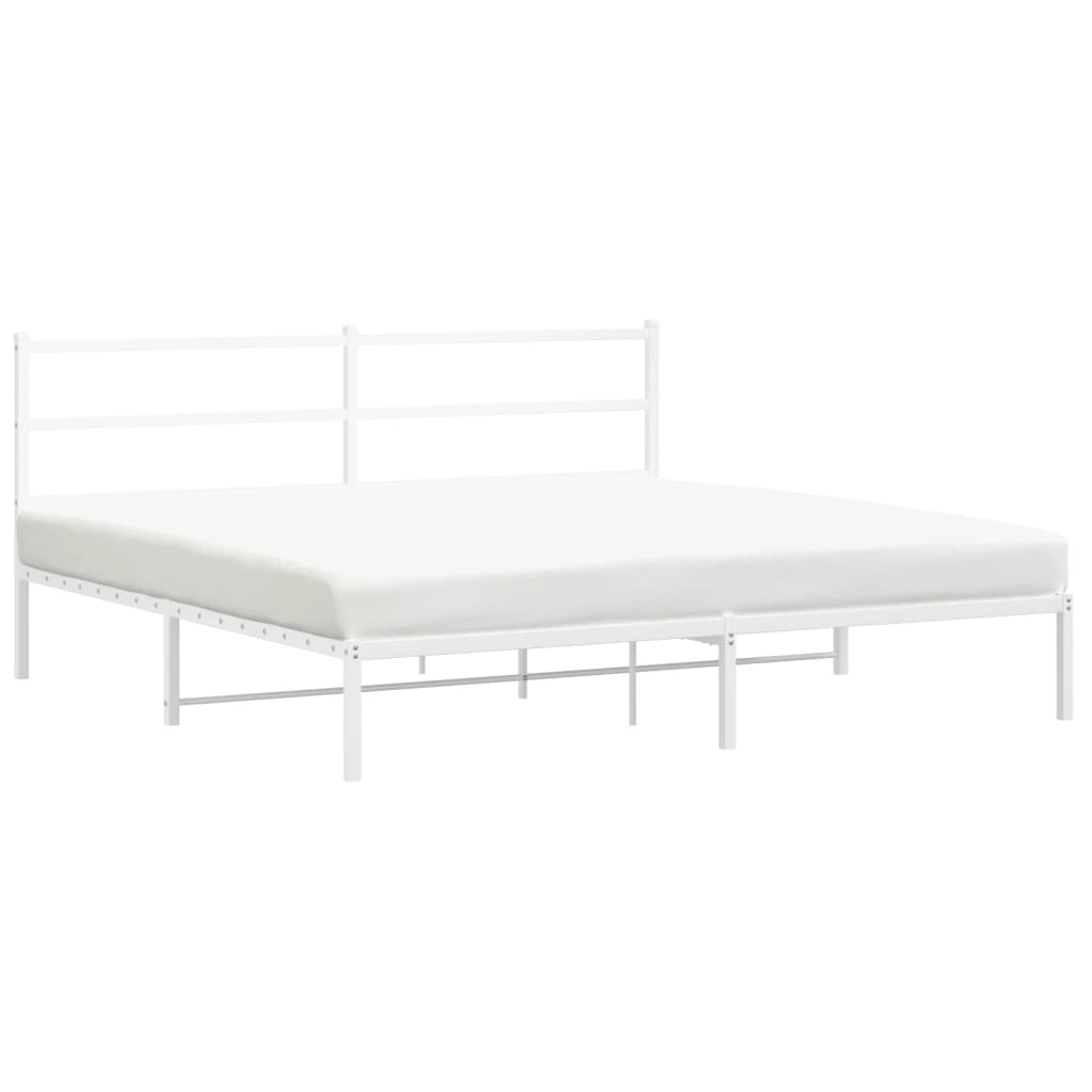 Bedframe met hoofdbord metaal wit 183x213 cm is nu te koop bij PeponiXL, paradijselijk wonen!