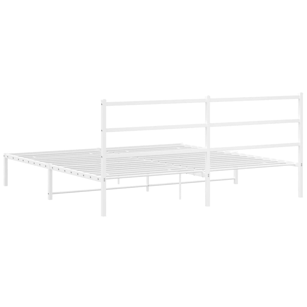 Bedframe met hoofdbord metaal wit 183x213 cm is nu te koop bij PeponiXL, paradijselijk wonen!