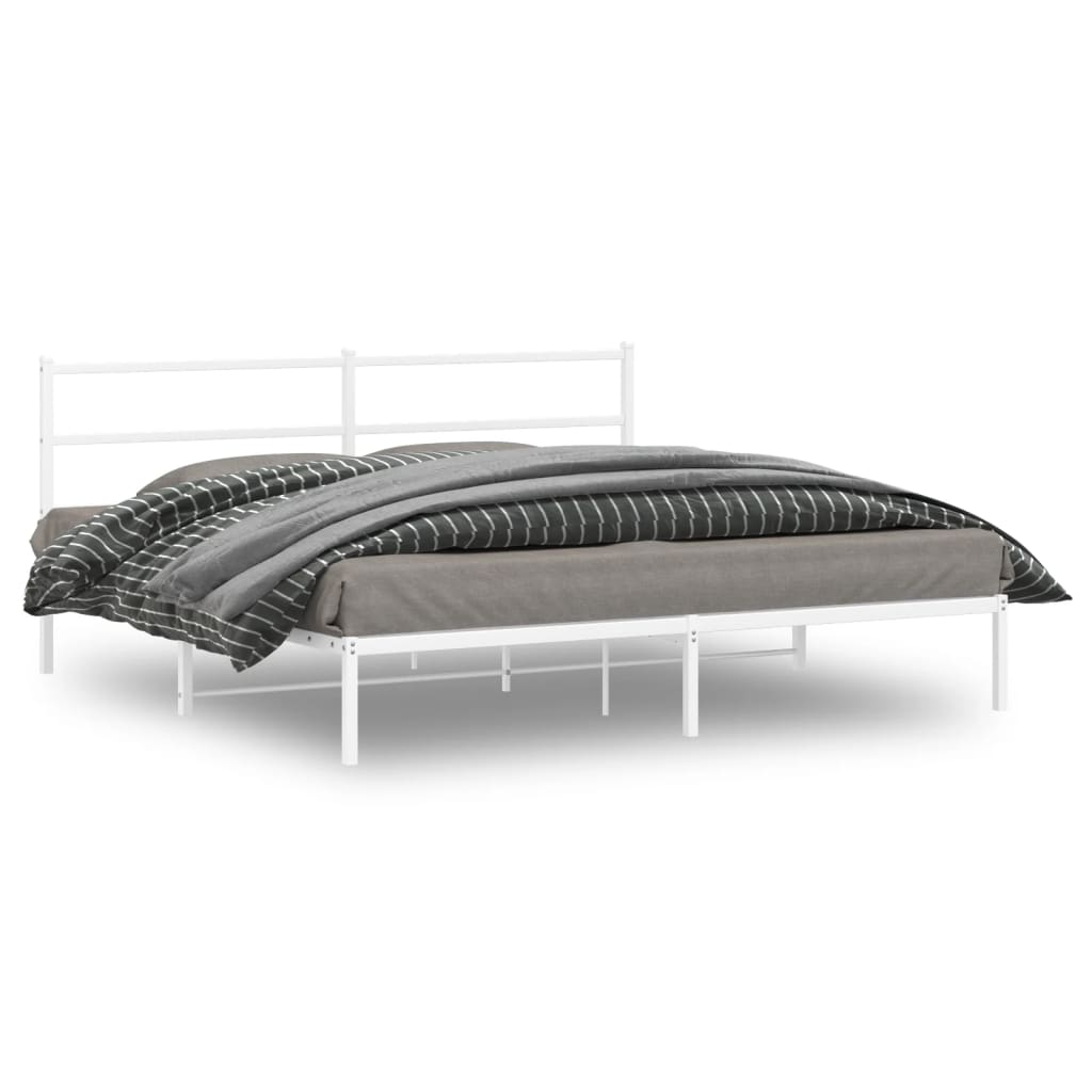 Bedframe met hoofdbord metaal wit 183x213 cm is nu te koop bij PeponiXL, paradijselijk wonen!