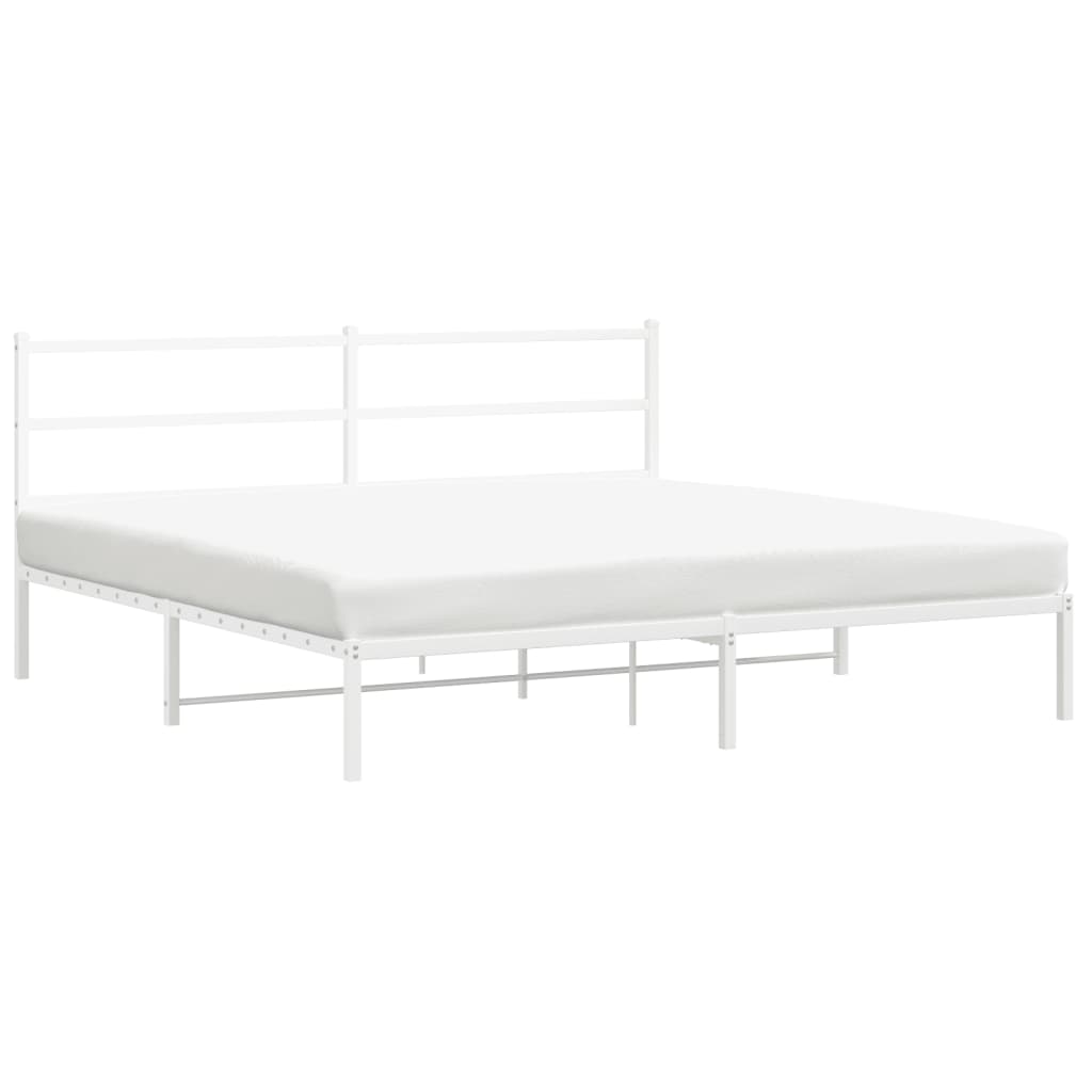 Bedframe met hoofdbord metaal wit 193x203 cm is nu te koop bij PeponiXL, paradijselijk wonen!