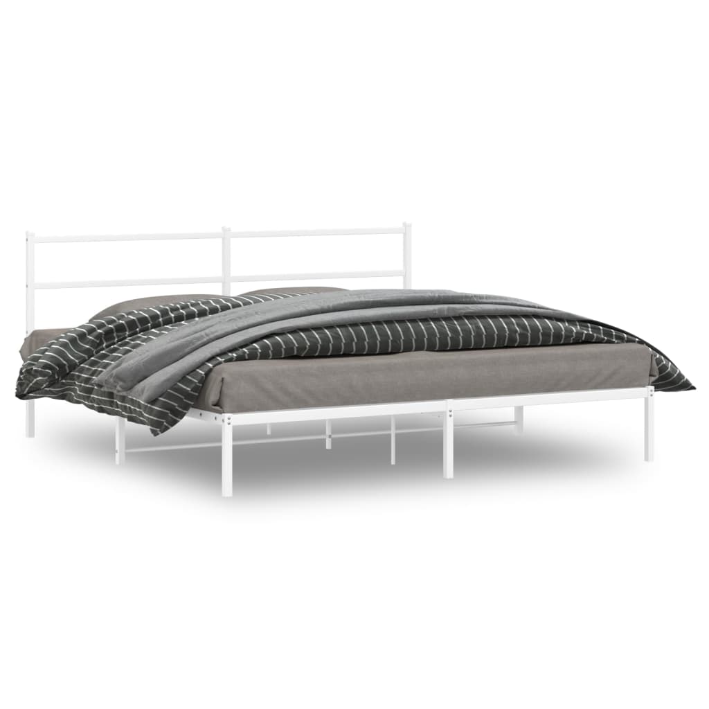 Bedframe met hoofdbord metaal wit 193x203 cm is nu te koop bij PeponiXL, paradijselijk wonen!