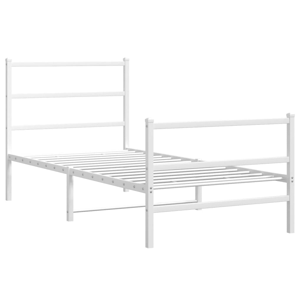 Bedframe met hoofd- en voeteneinde metaal wit 90x190 cm is nu te koop bij PeponiXL, paradijselijk wonen!