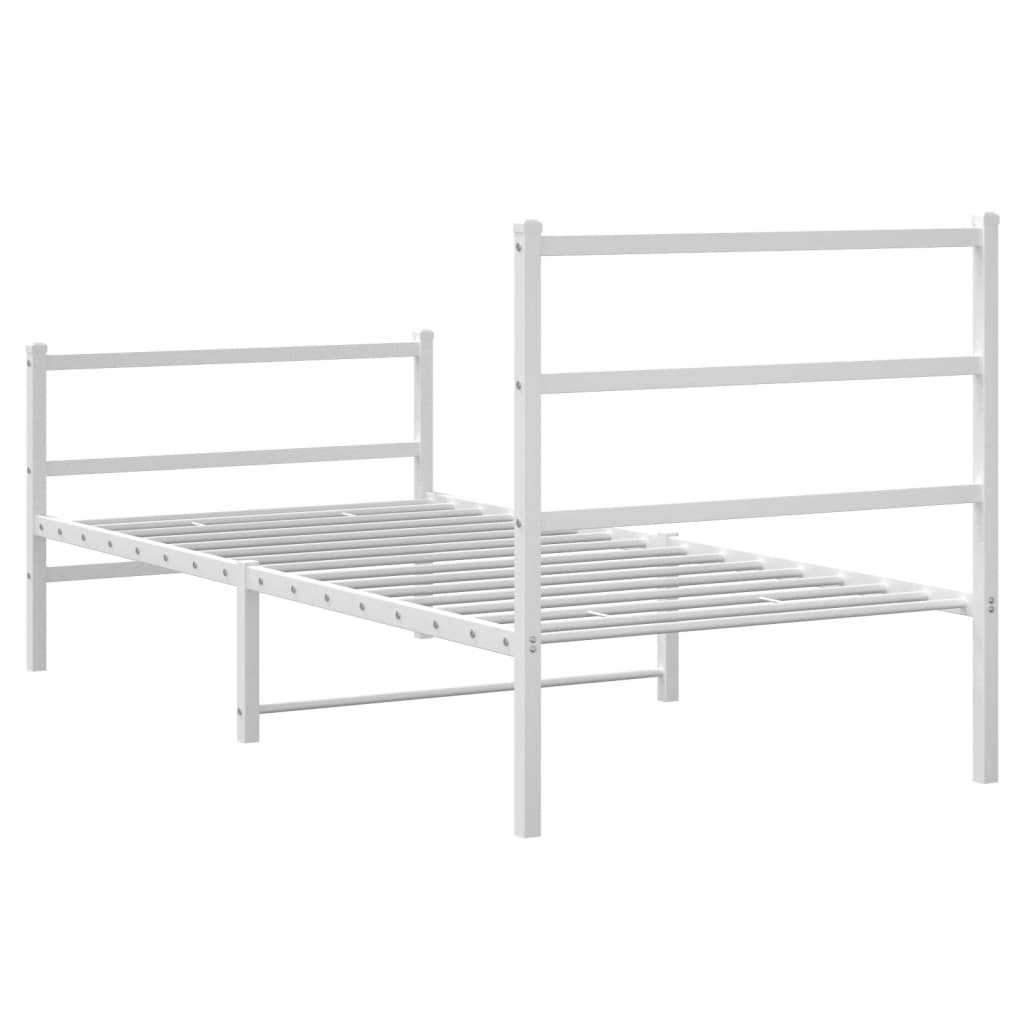 Bedframe met hoofd- en voeteneinde metaal wit 90x190 cm is nu te koop bij PeponiXL, paradijselijk wonen!