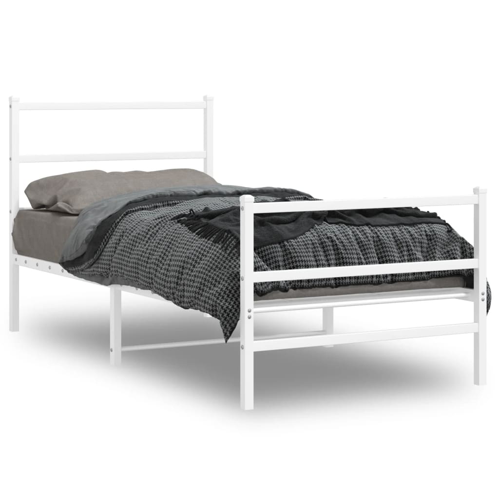 Bedframe met hoofd- en voeteneinde metaal wit 90x190 cm is nu te koop bij PeponiXL, paradijselijk wonen!