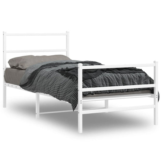 Bedframe met hoofd- en voeteneinde metaal wit 90x190 cm is nu te koop bij PeponiXL, paradijselijk wonen!