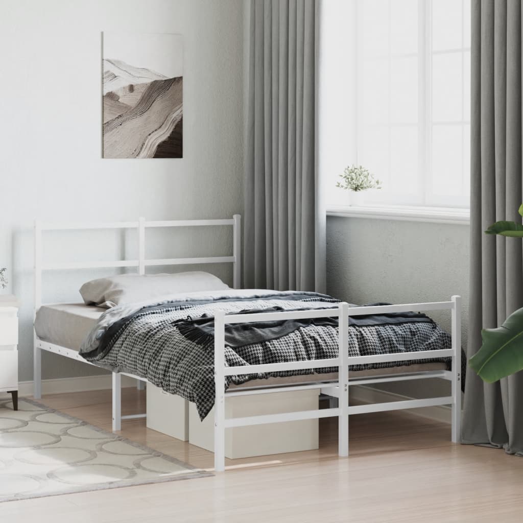 Bedframe met hoofd- en voeteneinde metaal wit 120x200 cm is nu te koop bij PeponiXL, paradijselijk wonen!