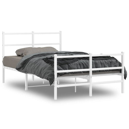 Bedframe met hoofd- en voeteneinde metaal wit 120x200 cm is nu te koop bij PeponiXL, paradijselijk wonen!
