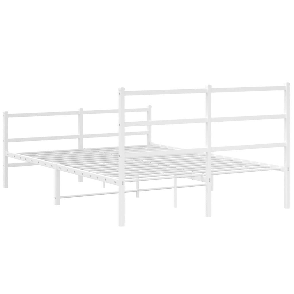 Bedframe met hoofd- en voeteneinde metaal wit 135x190 cm is nu te koop bij PeponiXL, paradijselijk wonen!