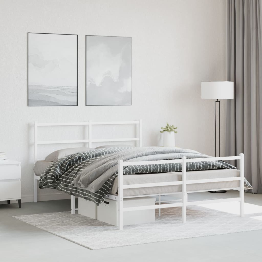 Bedframe met hoofd- en voeteneinde metaal wit 140x190 cm is nu te koop bij PeponiXL, paradijselijk wonen!