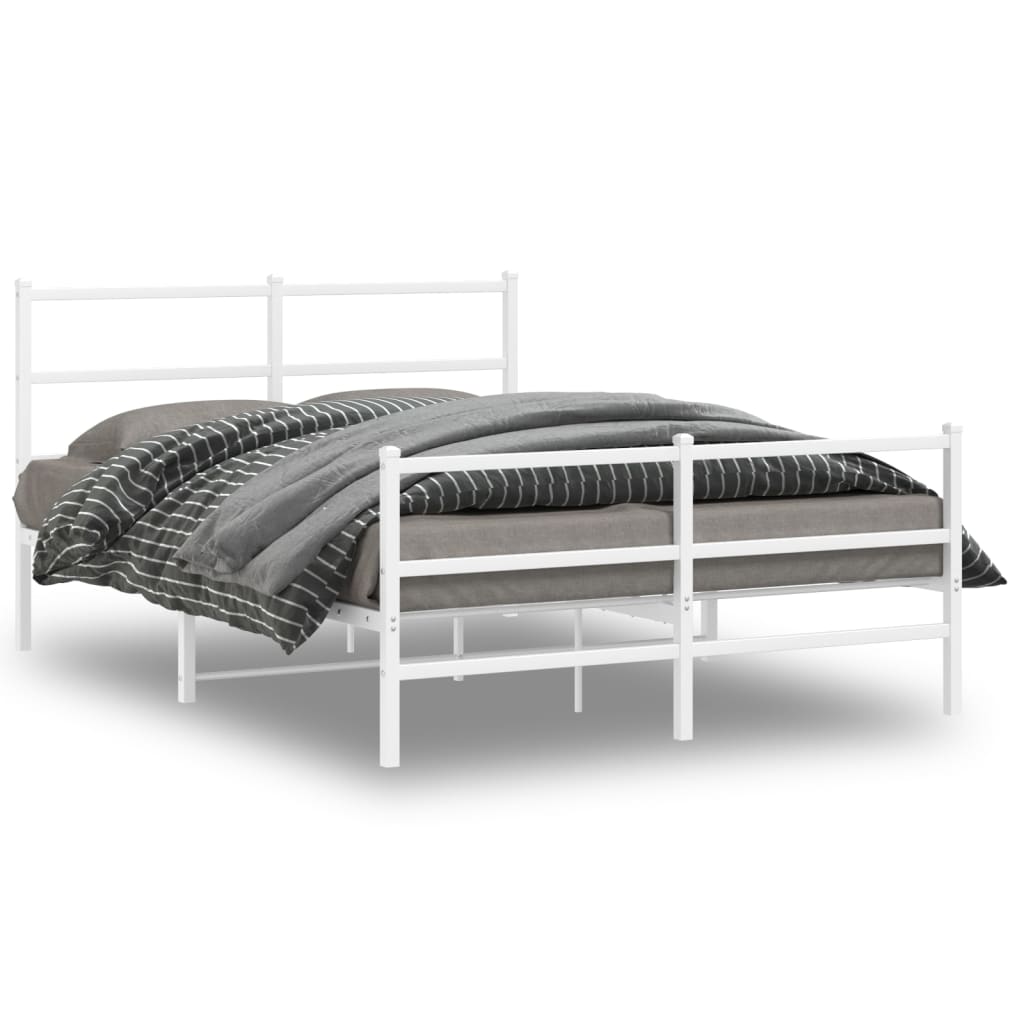 Bedframe met hoofd- en voeteneinde metaal wit 140x190 cm is nu te koop bij PeponiXL, paradijselijk wonen!