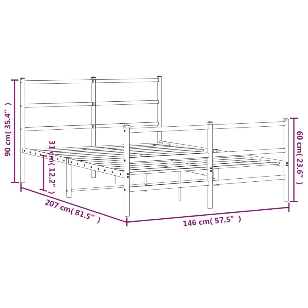 Bedframe met hoofd- en voeteneinde metaal wit 140x200 cm is nu te koop bij PeponiXL, paradijselijk wonen!