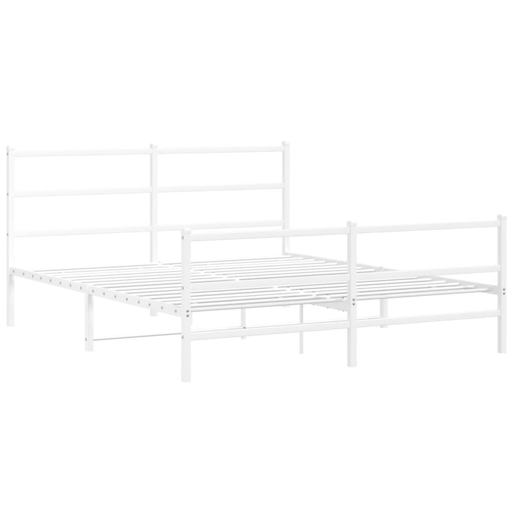 Bedframe met hoofd- en voeteneinde metaal wit 150x200 cm is nu te koop bij PeponiXL, paradijselijk wonen!