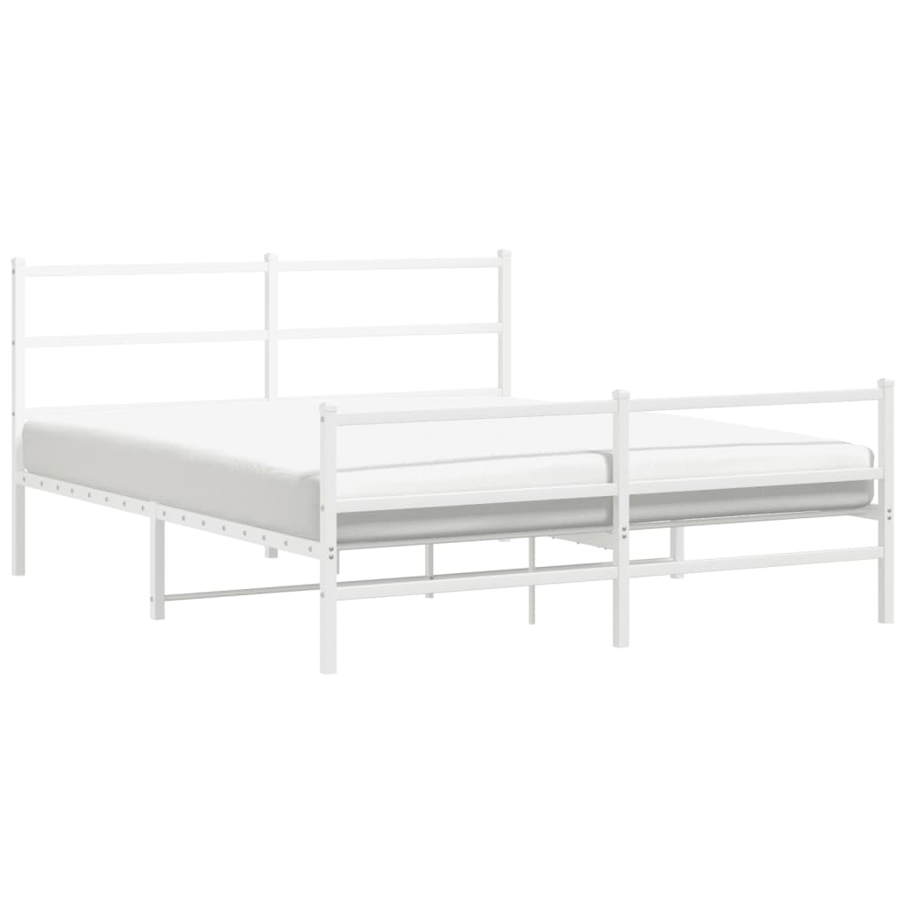 Bedframe met hoofd- en voeteneinde metaal wit 150x200 cm is nu te koop bij PeponiXL, paradijselijk wonen!